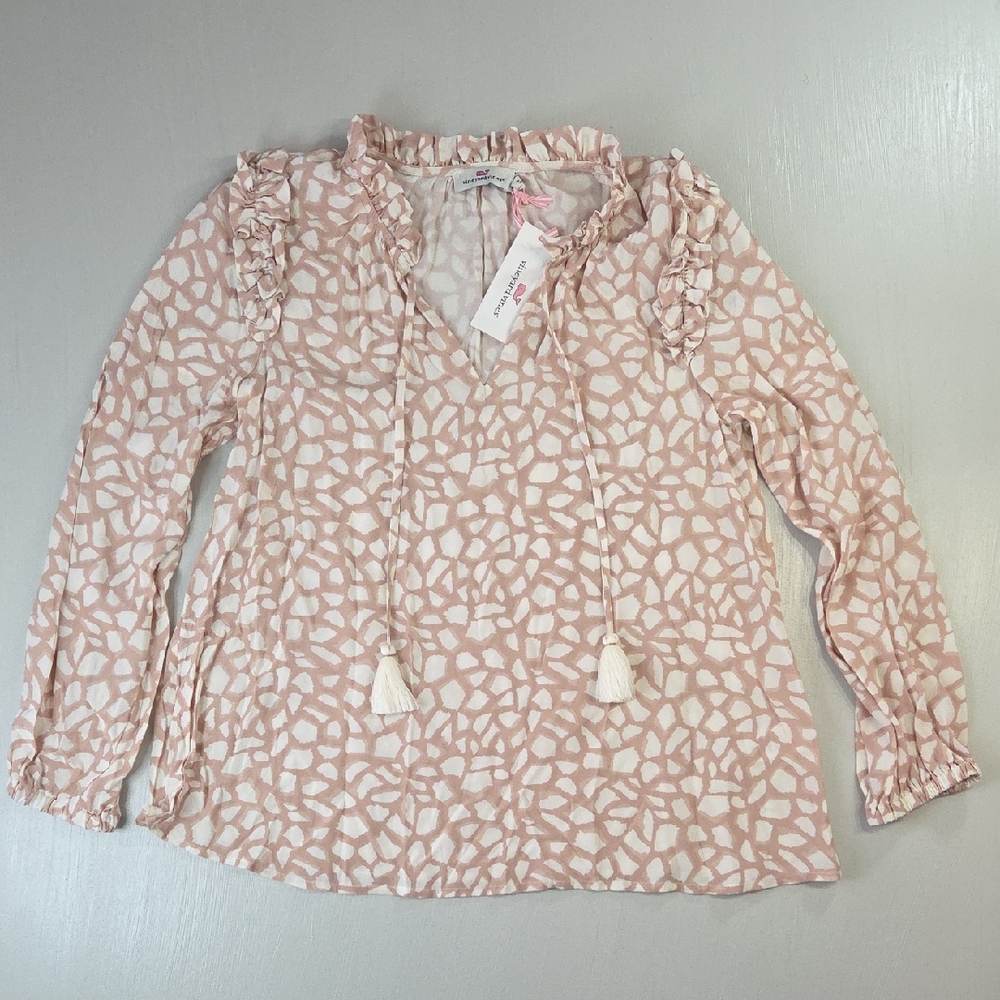 Vineyard Vines Ruffled Animal Print Top